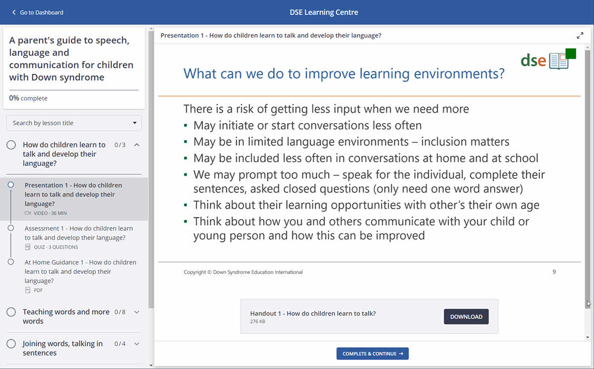 A screenshot from an online course presentation.