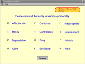 Example of adjective checklist from online survey